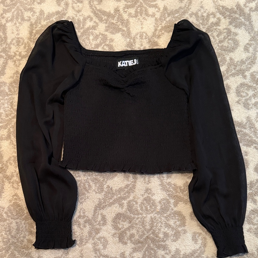 TWEEN CHLOE SOLID SHEER LONG SLEEVE TOP